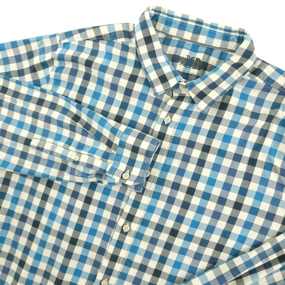 The North Face Shirt Mens XL Blue Check Long Sleeve Button Down Casual Outdoor